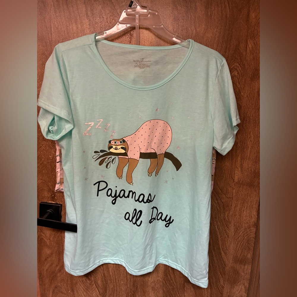 New Bobbie Brooks Sleep Tee and Shorts- Soft Pastel